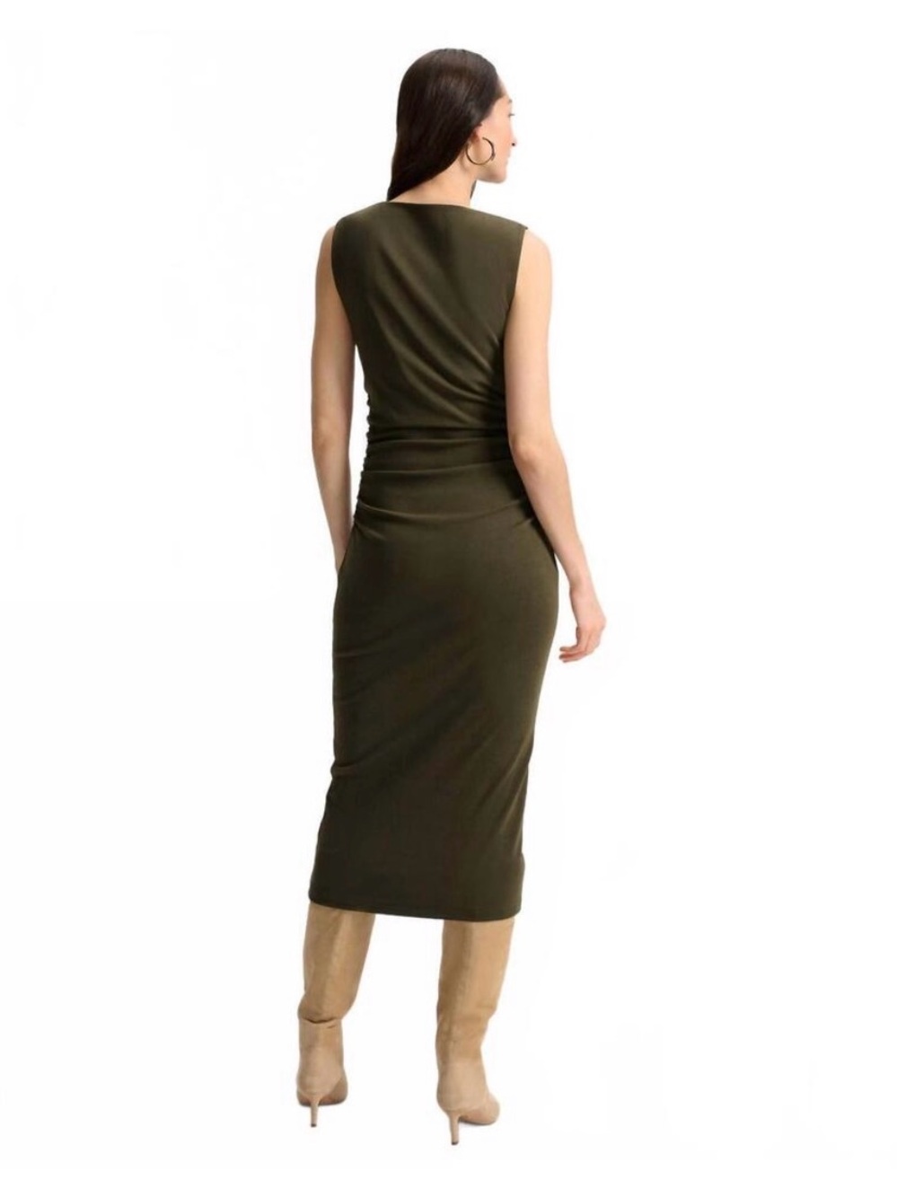 Veronica Beard Olive Green Sleeveless Midi Dress - Picture 3 of 13